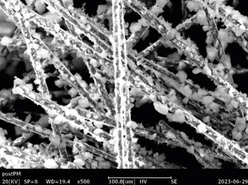 foto al microscopio con molto aerogel